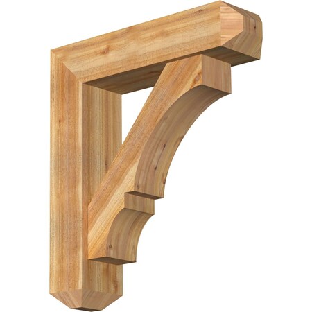 Ekena Millwork Balboa Craftsman Rough Sawn Bracket w/ Offset Brace, Western Red Cedar, 8"W x 32"D x 36"H BKT0806X32X36BOA04RWR
